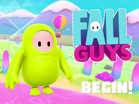 Fall Guys web game logo showing bean characters racing through browser-based obstacle courses