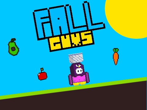 Fall Guys colorful game logo with playful bean characters in action