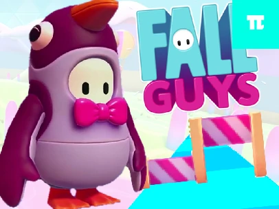 Fall Guys colorful bean characters and logo representing the chaotic party game