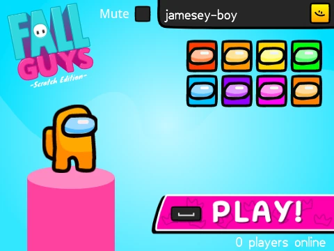 Fall Guys Among Us crossover game art showing bean characters in among us crewmate colors