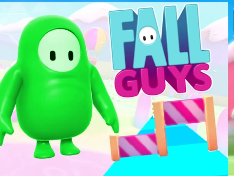 Fall Guys Block Party and Runner combined game logo - colorful tiles and beans
