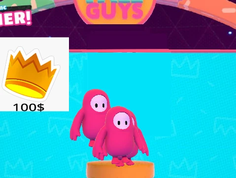 Fall Guys Clicker interface showing bean counter, upgrade buttons, and cute Fall Guys art