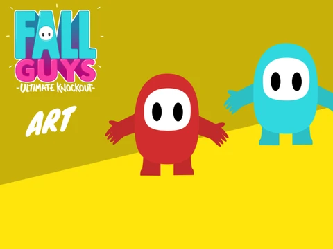 Fall Guys Game and Art logo showing artistic bean character design