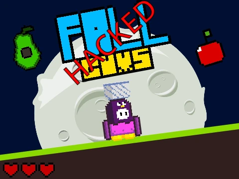 Fall Guys Hacked game character jumping through obstacle course with special effects