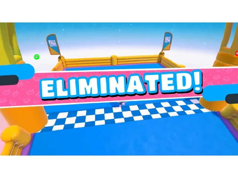 Fall Guys Hexagone game showing colorful beans on shrinking hexagonal platforms