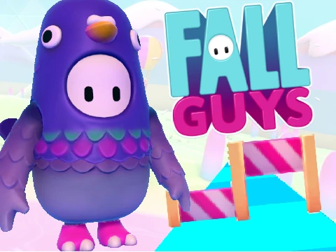 Fall Guys Mobile Runner game character running through colorful obstacle course
