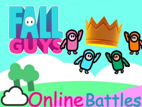 Fall Guys Online Battles Server 1 V2 colorful game logo featuring jellybean characters