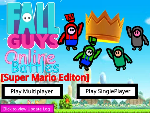 Fall Guys Super Mario Edition game logo featuring Mario elements mixed with Fall Guys characters