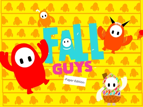 Fall Guys Paper Edition game logo featuring paper-style bean characters