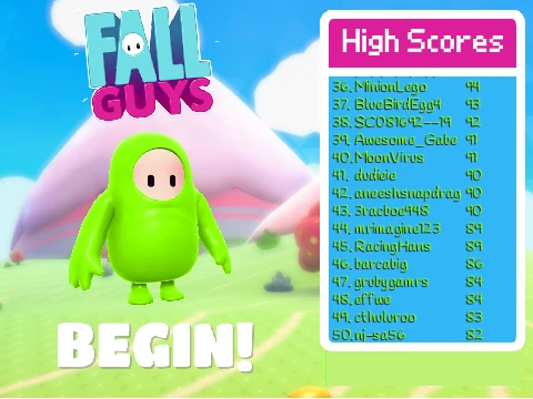 Fall Guys Run v3 gameplay screenshot showing bean character running through obstacle course