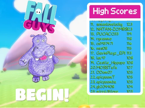 Fall Guys Runner obstacle course game with character jumping over hurdles