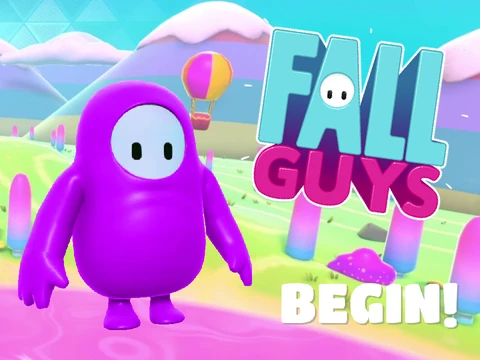 Fall Guys Runner gameplay showing character running through colorful obstacle course