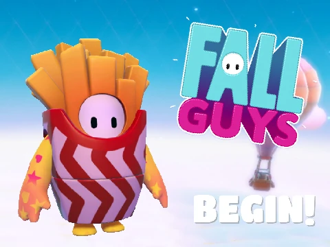 Fall Guys characters running through obstacle course in endless runner game