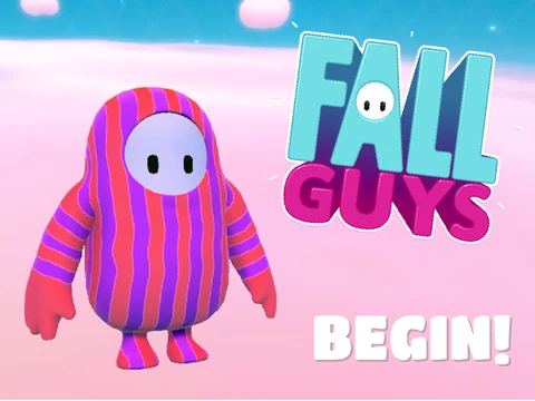 Fall Guys Runner game cover showing colorful bean character running through side-view obstacle course