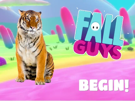 Screenshot of Fall Guys Runner Plus Tiger game featuring a tiger character running