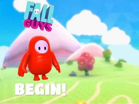 Fall Guys Runner R2 online game with bean characters running obstacle course