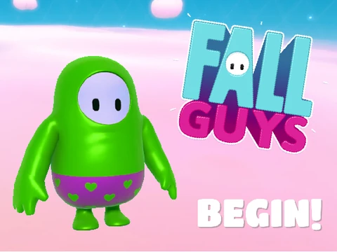 Fall Guys endless runner game with character jumping over obstacles
