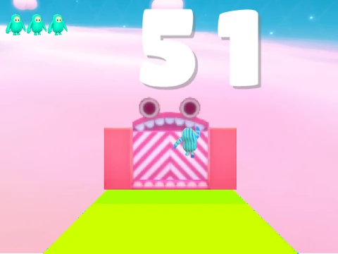 Fall Guys Runner Remix-3 game logo by Cleopoppyguizmo, featuring a bean in a dynamic side-scrolling course