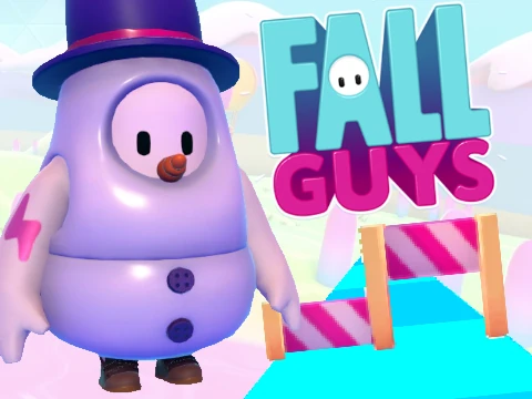 Fall Guys Runner Remix v4 logo with a bean character dashing through vibrant, remixed side-scrolling obstacles