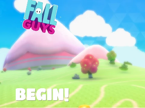 Fall Guys character running on tracks in a Subway Surfers inspired game