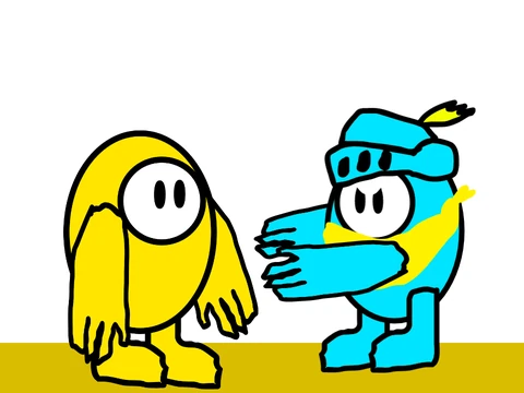 Fall Guys Team Game logo highlighting the bright yellow team color and bean characters working together
