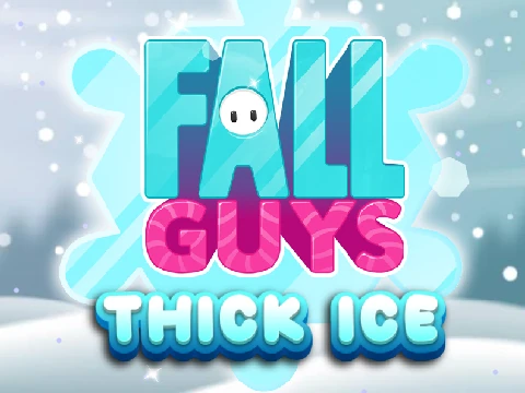 Fall Guys Thick Ice level logo showing jellybean characters on icy surfaces with Crimson Code elements