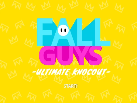 Classic Fall Guys Ultimate Knockout cover with colorful beans on a chaotic obstacle course