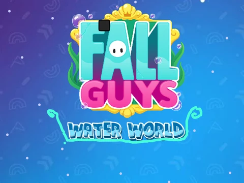 Fall Guys characters sliding in a watery obstacle course
