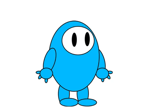 Vector graphic illustration of multiple Fall Guys characters