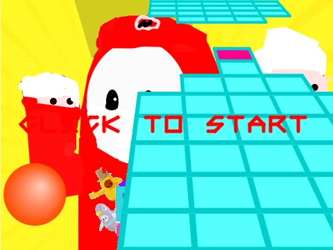 Mario and Fall Guys crossover game logo featuring iconic characters in a sky-themed obstacle course
