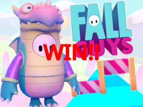 Online Fall Guys Runner Remix V5 gameplay screenshot showing colorful characters