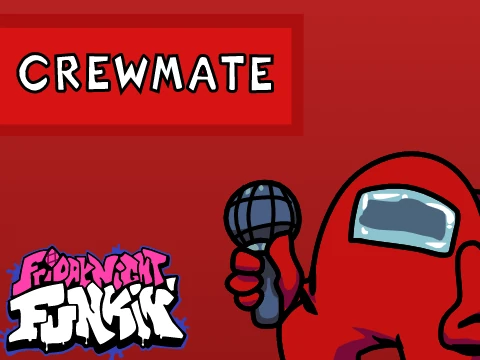 A vector-traced, animated Among Us Crewmate character in Friday Night Funkin style