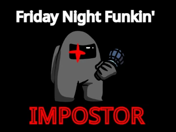 Logo for the Friday Night Funkin Impostor mod featuring an Among Us character.