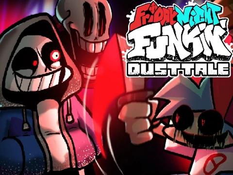 Logo for the Friday Night Funkin vs DUSTTALE Remastered mod featuring Sans.
