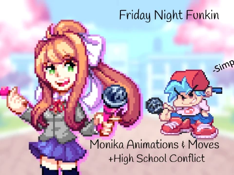 FNF gameplay with Monika and PixBoyfriend in duet mode