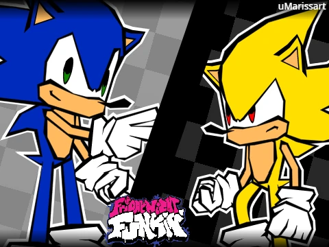 Sonic and Super Sonic in Friday Night Funkin gameplay preview