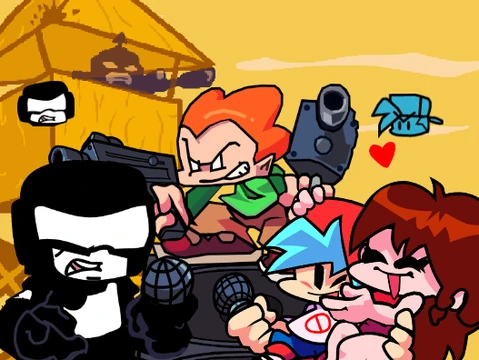 Fan-made Friday Night Funkin OST Stress theme artwork featuring Tankman and Boyfriend