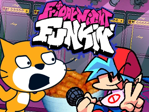 Boyfriend vs Scratch cat in Friday Night Funkin snack battle gameplay