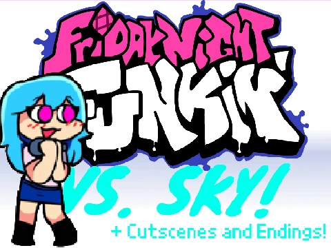 vs. Sky Cutscenes Friday Night Funkin game logo featuring Sky character with cutscene elements