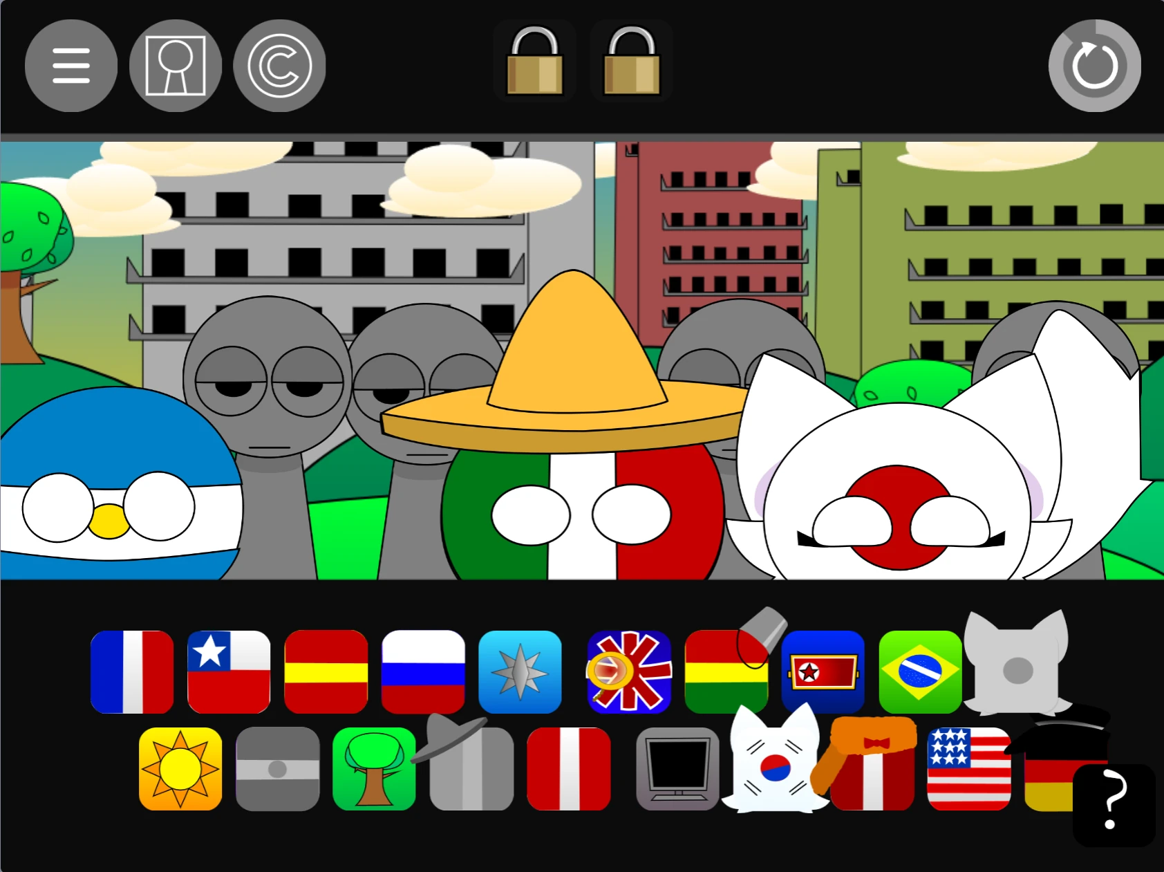 Special visual effects during Countryball Sprunki Pyramixed gameplay Countryball Sprunki Pyramixed 0.9 gameplay showing special effects