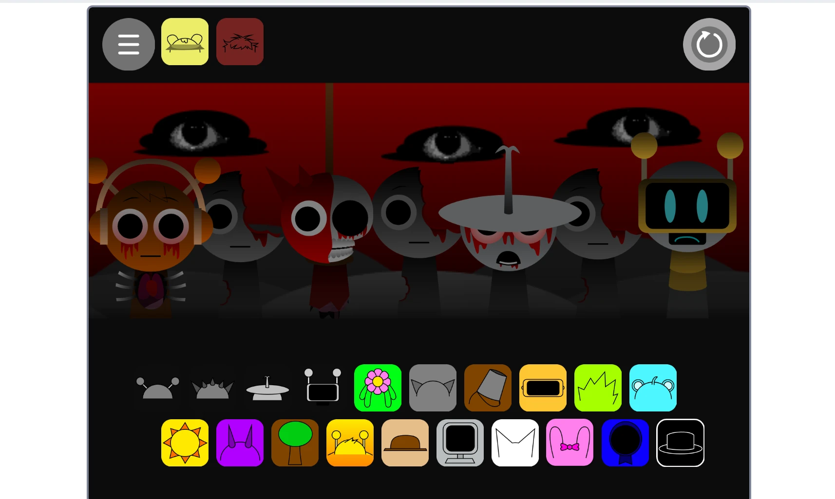 Incrediblx Sprunki Treatment Remix gameplay showing character modification process