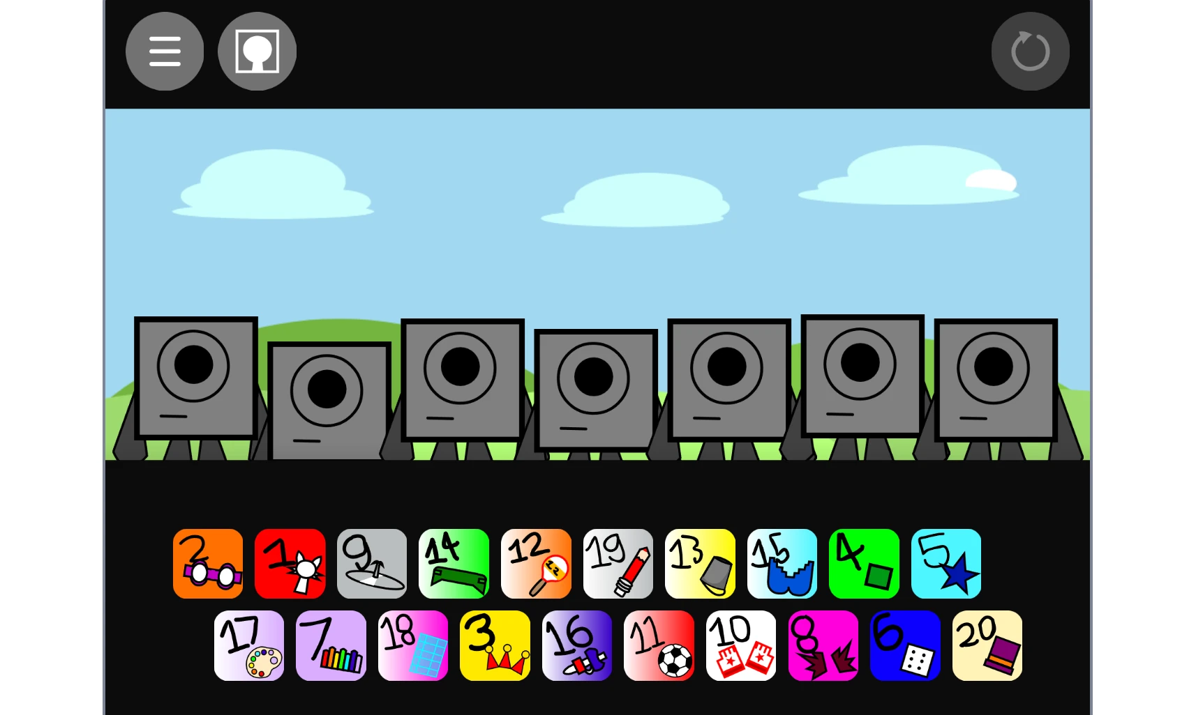 Incredibox Sprunki But Numberblocks character selection screen