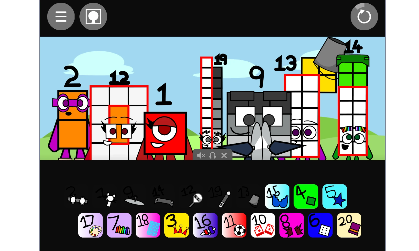 Drag and drop interface in Incredibox Sprunki But Numberblocks