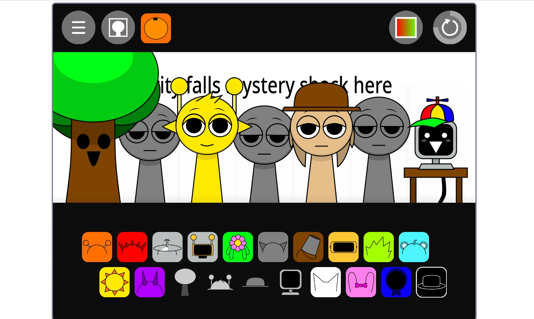 Incredibox Sprunki Gravity Falls Mod sound selection and mixing interface