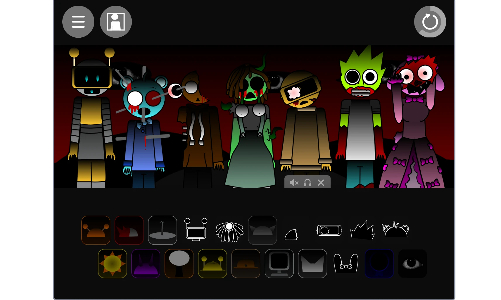 Sound selection interface in Incredibox Sprunki Human Edition