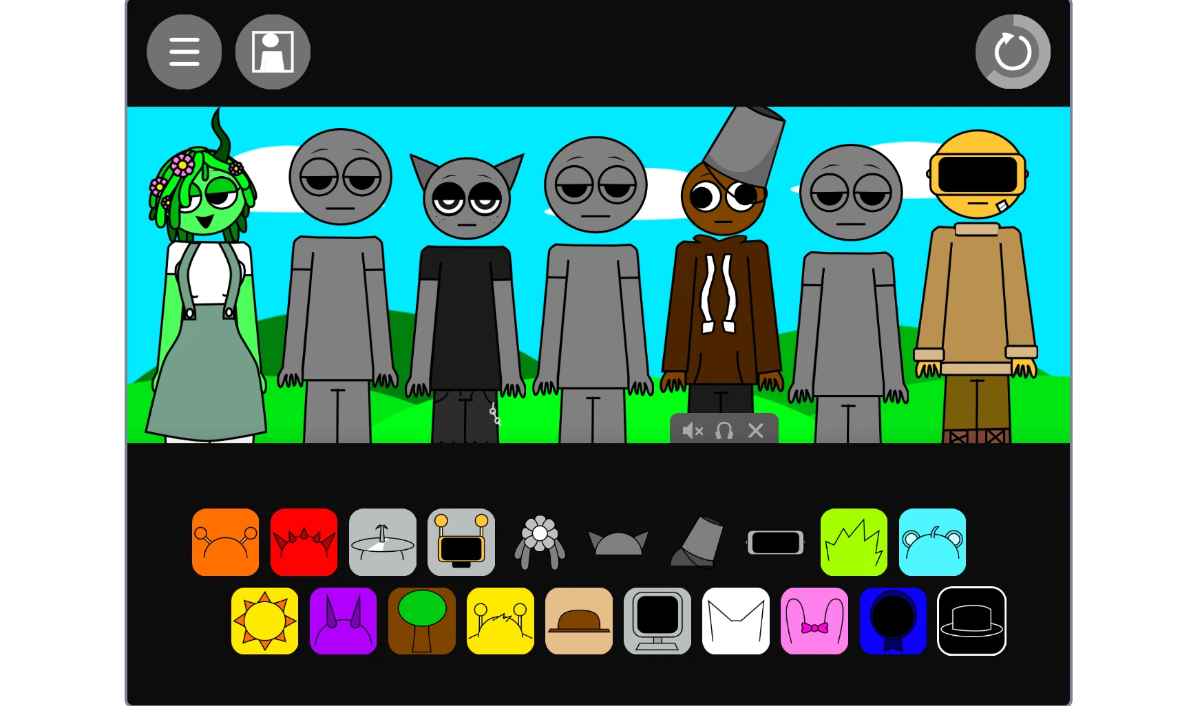 Character customization screen in Incredibox Sprunki Human Edition