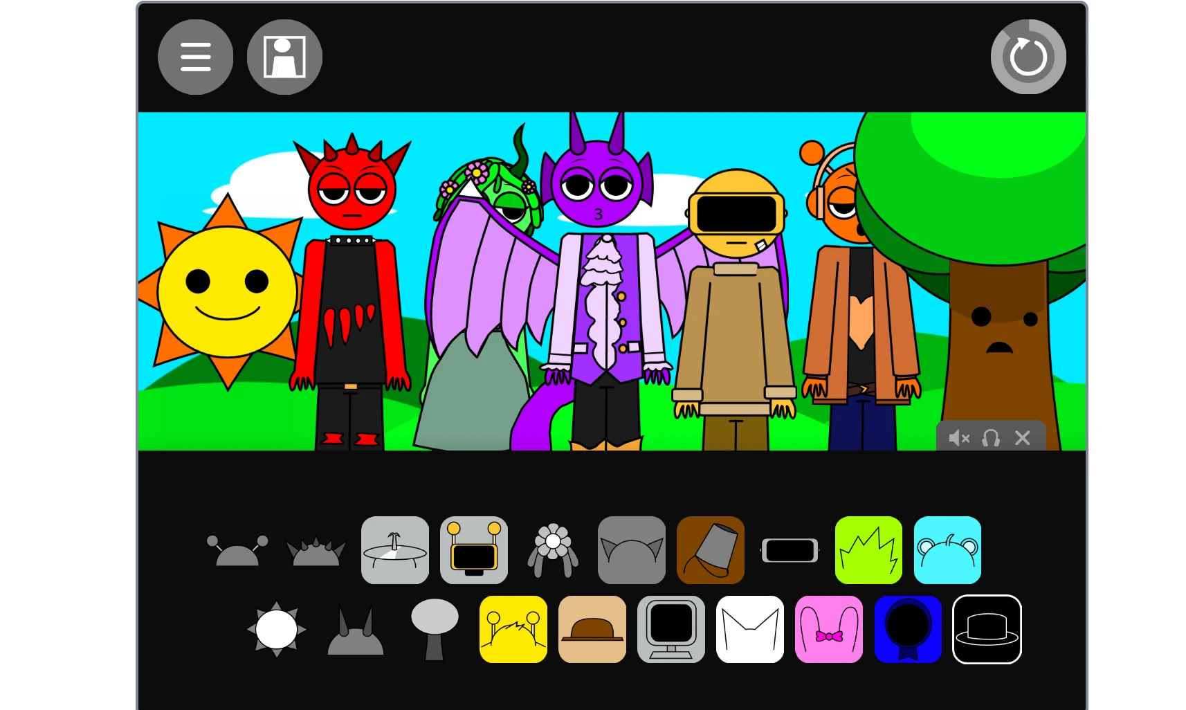 Completed music composition with all human characters active