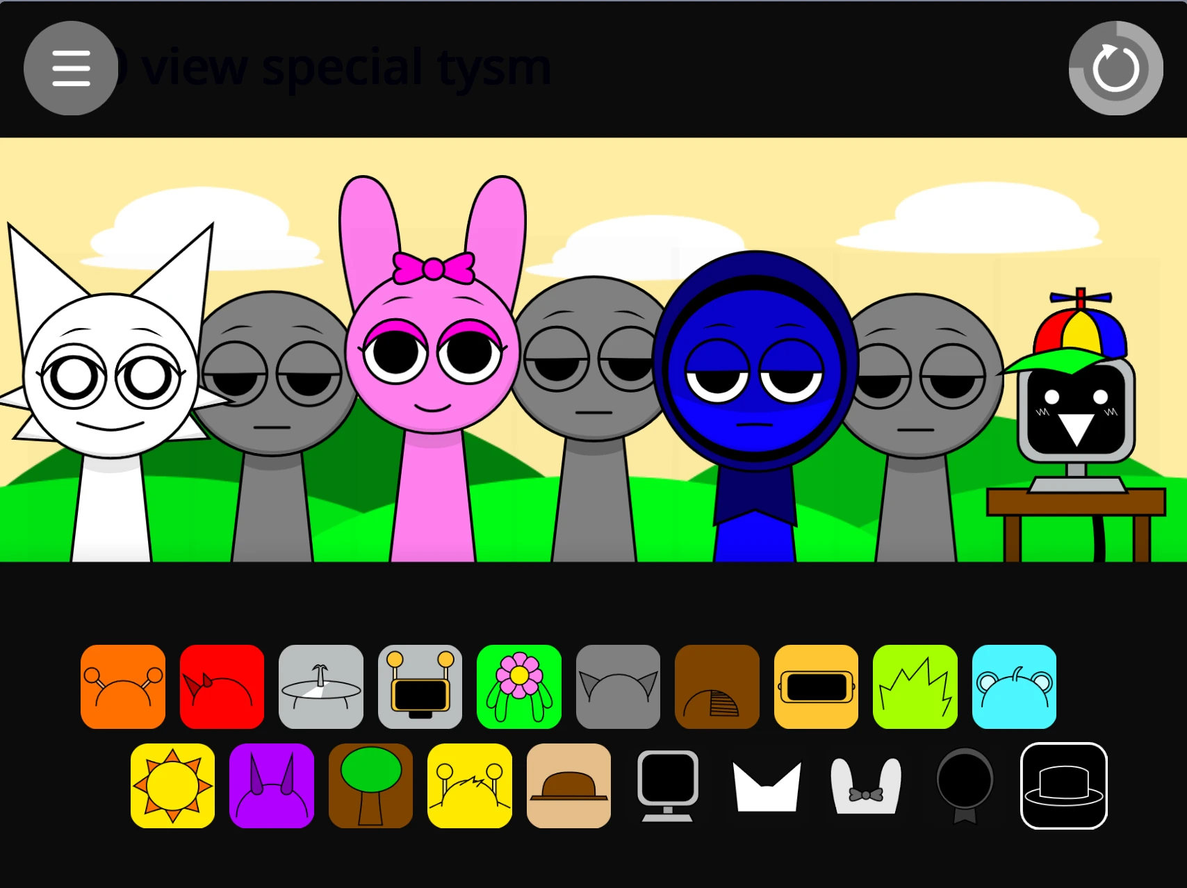 Incredibox Sprunki Infected V2 main gameplay interface showing infected characters