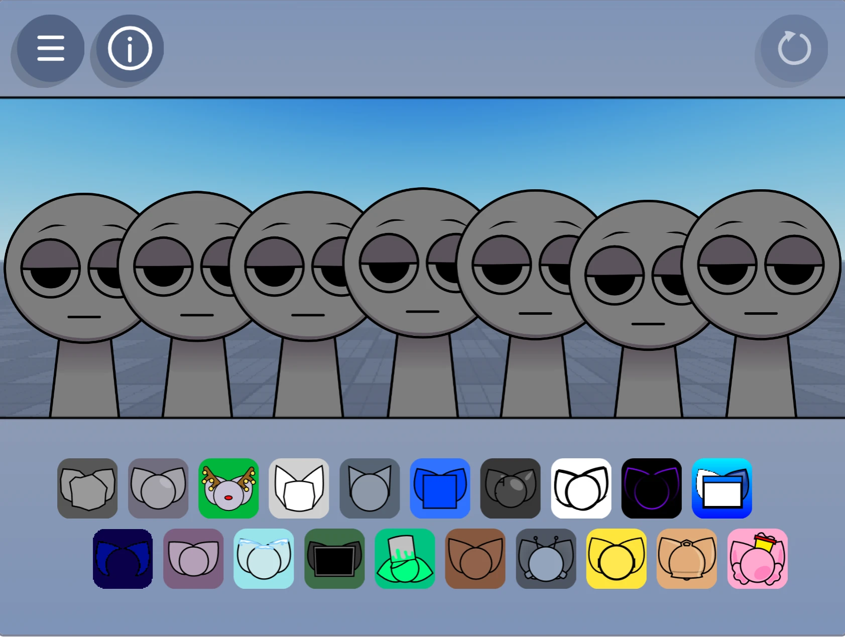 Incredibox Sprunki Kats Sounds gameplay interface showing character selection