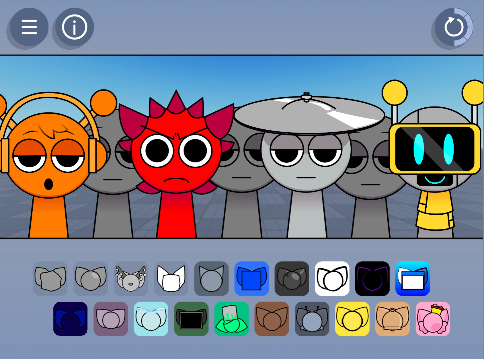 Sound selection menu in Incredibox Sprunki Kats Sounds